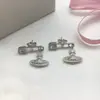Novos Brincos Saturno Transfronteiriços da Rainha Mãe para Mulheres, Agulhas de Prata 925, Luxo de Alto Padrão, Brincos Planeta Vivienne Minimalistas