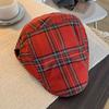Gorro de cuadros retro Dopamine para mujer, de primavera y otoño, con gran circunferencia de cabeza, antiboina, pequeño, estilo vendedor de periódicos.