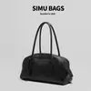 Bolsa Tote de Luxo para Mulheres 2026 Novo Modelo Couro Bovino de Camada Superior de Grão Integral Bolsa Estilo Bowling Couro Genuíno Estilo Minimalista Bolsa de Ombro