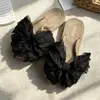 Chanclas con Lazo Sencillo Estilo Dulce para Mujer, Verano, Tacón Medio, Antideslizantes, Versátiles, Vacaciones en la Playa, Chanclas de Tira para la Playa