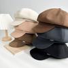 Sombrero Octogonal Simple Vintage Estilo Británico para Mujer Otoño e Invierno Nuevo Sombrero Artístico Lijado Gorra Cálida con Visera
