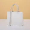 Bolsa de Lona Tridimensional Portátil Blanca Lista para Usar al Mayoreo Personalizada Laminada Compuesta para Compras Embalaje Cinta Bolsa de Lona