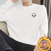 Camiseta de veludo dupla face masculina, manga comprida, forrada com lã, gola redonda, camiseta estampada de marca da moda com roupas