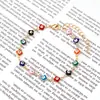 Pulsera Sencilla Transfronteriza Europea y Americana Ojo Colorido Goteo de Aceite Moda Estilo Ins Collar Tobillera con Forma de Trébol de Cuatro Hojas