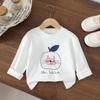 Camiseta de Bebé Manga Larga Otoño Estilo Delgado Gatito Camiseta Base Versión Coreana Top Versátil para Niñas Cuello Redondo Trendy