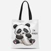 Amazon Transfronterizo Bolsa de Lona Estampada de Panda Lindo Bolso de Mano para Estudiante Oficinista Bolsa de Viaje al Trabajo Venta al por Mayor