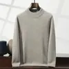 Suéter de cachemira para hombre, cuello alto medio, color liso, tejido casual de negocios, corte holgado, ligero, lujoso, engrosado para abrigar, suéter de capa base