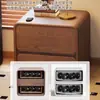 Mesita de Noche de Madera Maciza Minimalista Moderna Lujo Ligero Dormitorio Pequeño Hogar de Cuero Almacenamiento de Cuero Gabinete de Mesita de Noche Extra Estrecho Tamaño Pequeño