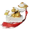 Escultura de Frutas em Imitação de Marfim com Detalhes em Ouro, Simbolizando Boa Sorte, para Decoração de Casa, Sala de Estar, Mesa de Escritório, Artesanato Atacado