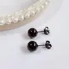 Aretes de Tuerca Geométricos de Estrella de Acero Titanio con Bolas de Acero Grandes y Pequeñas de Moda Simple al por Mayor de Fábrica de Venta Caliente Aretes Perforados Mujeres