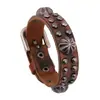 Fábrica de joyería punk, venta directa de pulseras de cuero al por mayor, pulsera de piel de vaca retro, joyería punk de hip hop