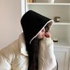 Chapéu de pescador de pelúcia simples de cordeiro estilo japonês para mulheres, outono e inverno, rosto pequeno, forrado de lã espessada, casual, chapéu de bacia, proteção para orelhas quentes