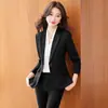 Venta al por mayor transfronteriza nuevo estilo otoño e invierno 2026 conjunto profesional de dos piezas: blazer de manga larga color albaricoque y pantalones para mujer