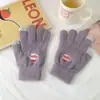Luvas Fofas de Urso com Rosto Sorridente para Tela de Toque Luvas Quentes de Outono e Inverno Luvas Espessas para Ciclismo à Prova de Frio Luvas de Dedo Femininas