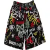 Shorts Finos Masculinos, Calça de Cinco Pontos Estampada Street Fashion, Bermudas de Natação Largas Casuais de Corte Reto Tamanho Grande, Secagem Rápida, Respirável, Sensação de Gelo