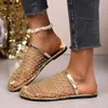 Pantuflas planas transpirables de malla estilo francés para mujer, para uso exterior en verano, nuevo modelo 2026, babuchas cómodas, pantuflas de talla grande europeas y americanas