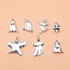 Conjunto de 7 Pingentes e Acessórios Fantasma de Prata Antiga, 7 Estilos, 1 de Cada, cerca de 9g Por Conjunto