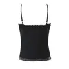 1828-26 Outono estilo coreano slim fit gola U preto sexy poá babado top camisola