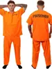 Disfraz Naranja de Prisionero para Adulto de Halloween Disfraz de Preso Disfraz de Prisionero Rayado Blanco y Negro Disfraz de Preso Juego de Rol Niño Prisionero