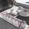 Juego de Sofá de Exterior para Patio de Villa, Tumbona Impermeable de Teca y Ratán, Muebles de Ocio para Terraza y Jardín de Casa Modelo