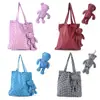Tela Impermeable a Cuadros Oso Bolsa Tote de Almacenamiento para Compras en Supermercado Bolsa de Compras Plegable Bolsa de Almacenamiento Venta al por Mayor