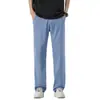 Pantalones Casuales de Tencel para Hombre, Pantalones Largos de Pierna Ancha Rectos Sueltos Finos de Verano, Pantalones Deportivos Transpirables de Seda Helada para Hombre