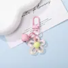 Chaveiro Floral Transparente com Flores Coloridas, Pingente de Sino de Resina Transparente, Acessório de Bolsa de Alto Valor, Lembrança