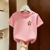 Camiseta de manga curta para meninas, nova e estilosa roupa de bebê verão 2026, roupa infantil fina de verão, top fofo de algodão puro