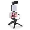 Ay49 Luz de Relleno para Transmisión en Vivo de Celebridad de Internet Soporte para Teléfono Móvil Escritorio Multifuncional Pierna de Belleza Bolsillo con Solapa Pantalones Luz con Micrófono Selfie