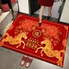 Felpudo de Año Nuevo 2026 Año del Caballo Felices Felpudos para Puerta de Entrada Felpudos para Pies Felpudos de Entrada Alfombra Felpudo para Sala de Estar Vestíbulo