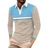 Camisa polo para hombre 2026, transfronteriza, de manga larga, estilo europeo y americano, color block de moda, modelo nuevo de polo