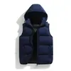 Colete de algodão transfronteiriço para homens, novo colete com capuz plus size outono e inverno, colete de algodão liso para homens em estoque para pronta entrega no comércio exterior