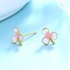 Brincos de Flor com Gota de Cola Novo Estilo Runxin Feminino Estilo Mori Brincos Frescos com Gota de Óleo Brincos de Flor Rosa Criativos da Moda