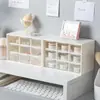 Caja de Almacenamiento de Nueve Compartimentos para Escritorio, Organizador Compartimentado Transparente Tipo Cajón para Escritorios de Dormitorios Estudiantiles, Se Puede Montar en la Pared para Artículos Varios