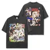 Camiseta de Manga Curta Estampada Marca Tendência Zidane Estilo Americano Transfronteiriça, Pesada, Caimento Solto, Ombro Caído, Emagrecimento, Top Versátil
