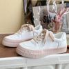 Baikuang 2022 Nuevos Zapatos Blancos para Mujer Combinan con Todo Estilo Coreano Cuero Diseño Nicho Zapatos Blancos Tenis Casuales Zapatos de Moda