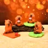 Talla de Madera Imitación Capibara Capibara Lindo Adornos Hechos a Mano Soporte para Teléfono Móvil Coche Escritorio Adornos de Resina Artesanías