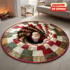 Tapete Redondo Visual 3D de Natal Armadilha Veludo Cristal Tapete Decorativo Criativo para Sala de Estar Tapete para Pés com Atmosfera Festiva
