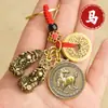 Pingente Pixiu de Liga, Chaveiro dos Doze Signos do Zodíaco, Carta da Sorte, Moedas dos Cinco Imperadores, Pingente para Chaveiro de Carro Pixiu