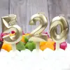Vela de aniversário Casa da Ópera Número dourado 0-9 sem fumaça Bolo de aniversário Festa Confeitaria Sobremesa Vela Plugável Conjunto