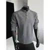 Camiseta de Manga Larga para Hombre Estilo Americano INS Retro Nueva Otoño Patrón de Olas Top para Exteriores Negro Camiseta Pesada 250g