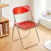 Cadeira Transparente da Moda para Fotos, Cadeira Dobrável, Cadeira de Maquiagem Acrílica Minimalista com Encosto, Banco para Casa, Cadeira de Jantar, Espessa