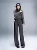 0142 Calça de Inverno Feminina Grossa Elástica na Cintura Slim-Fit, Forrada com Lã e Fleece de Seda Amora, Modeladora, Quente, Casual