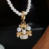 Acessórios DIY: Pingente de pérola em prata de lei S925 com um lindo design de cesta floral, apresentando um engaste aberto que pode acomodar várias pérolas, adequado para 4-5 pérolas