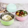 Tigela Colorida de Aço Inoxidável 304 Grau Alimentício Dupla Camada Anti-queimadura Anti-queda Estilo Coreano Tigela Colorida Tigela Infantil Tigela de Arroz