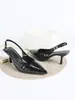 Sapatos de Salto Alto Grandes Tamanhos Europeus e Americanos para Comércio Exterior Transfronteiriço com Bico Fino, Padrão de Pedra, Saltos Finos, Bico Fechado, Boca Rasa, Sandálias Modernas Estilo Francês