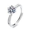 Anillo de Celebridad de Internet de Lujo Ligero Anillo de Boda Anillo de Diamante de Seis Garras Incrustado con Circonita Joyería Abierta para Mujer Venta al por Mayor