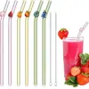 Diseño de pajita de vidrio pajita reutilizable para beber frutas pajita reutilizable decoración de fiesta