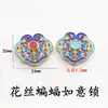 Accesorio Tradicional de Oro Cloisonné Flor de Loto Ruyi Lock Pulsera de Dieciocho Cuentas Hecha a Mano DIY Cadena para Suéter