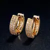 Brincos de Argola Quadrados Populares Europeus e Americanos Hip-Hop Zircônia Microcravejada Tendência Bling Brincos Totalmente Cravejados para Homens e Mulheres